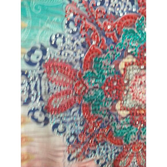 Reba Woman L Cape Blouse Pullover Art To Wear Multi Rhinestone Burnout Pullover - Picture 4 of 9